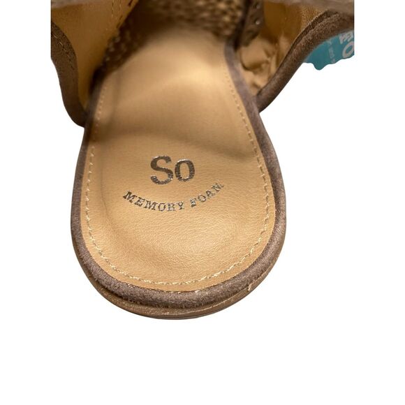 SO Womens 6M Brown Taupe Peep Toe Ankle Zip Block Heel Perforated Sandals NWT - Picture 6 of 12